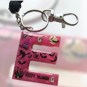 Initial Monogram Keychain Purse Clip Halloween